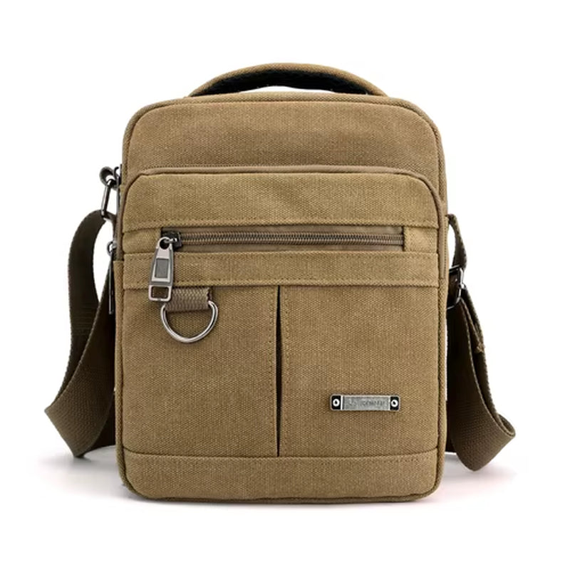 Men's Casual Canvas Shoulder Messenger Bag - Lightweight Small Travel Crossbody Bag