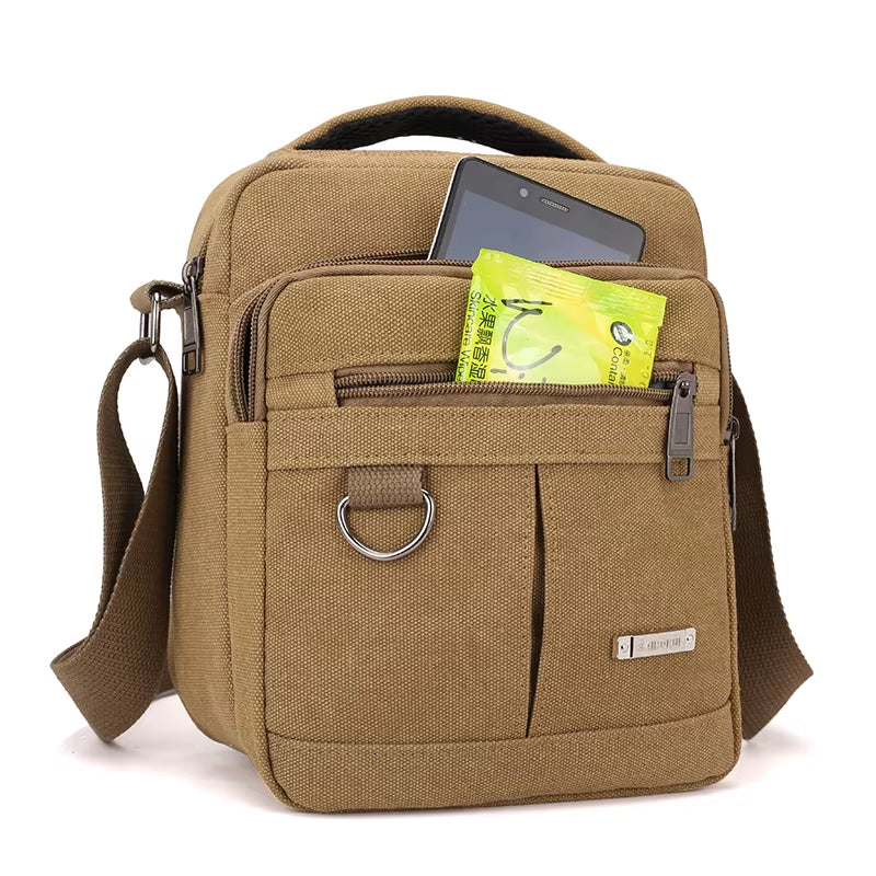 Men's Casual Canvas Shoulder Messenger Bag - Lightweight Small Travel Crossbody Bag