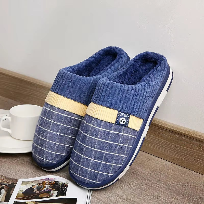 Men's Extra Size Warm Cotton Plush Winter Slippers for Indoor Use (Sizes 45-51)